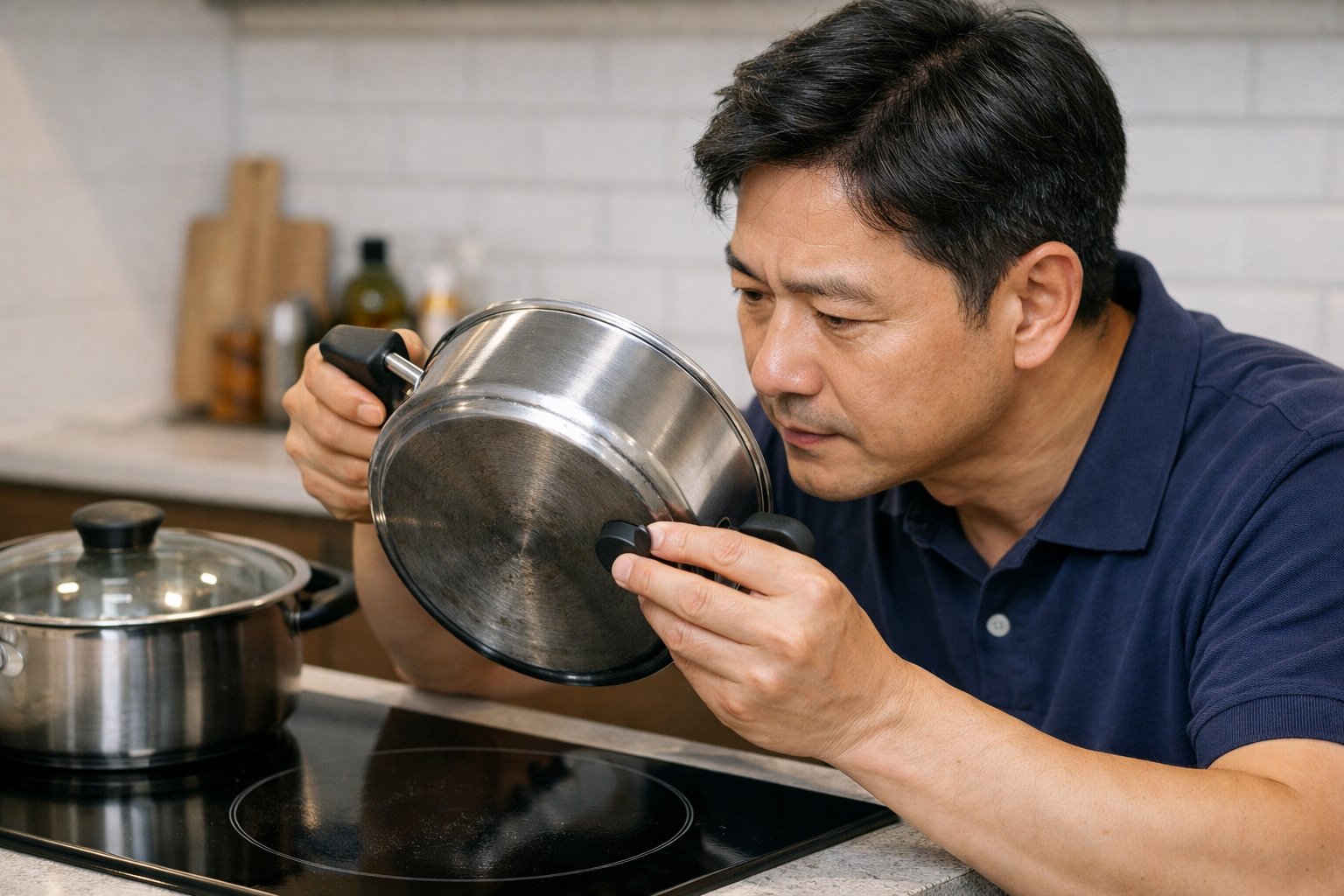 인덕션 사용 중 냄비에서 소음이 날 때 용기 바닥 확인법